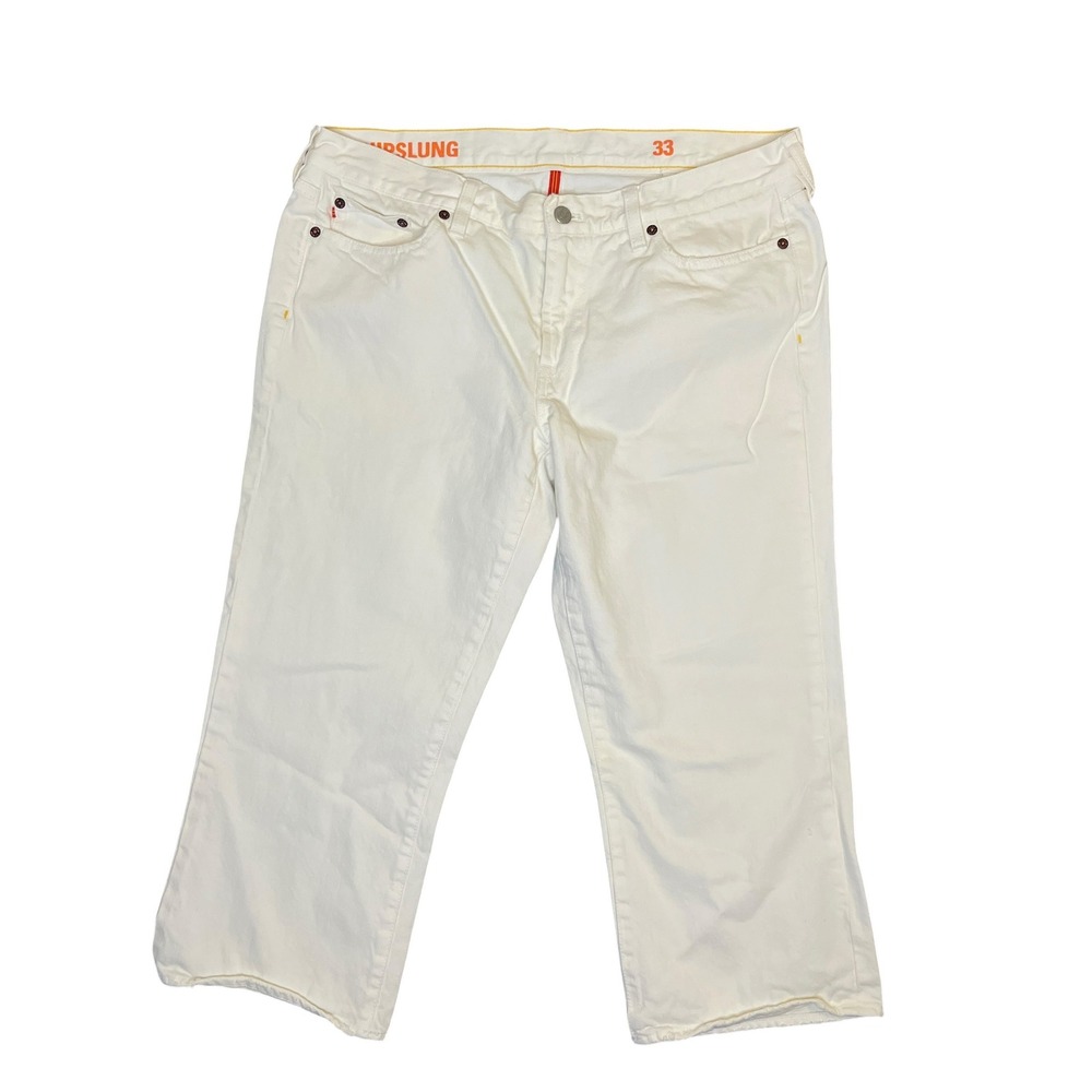 J.Crew‎ Hipslung Jeans Womens 33 White Cotton Wide Leg Crop Y2K Japanese Denim
